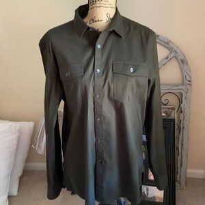 Dark Green Mens Button Down